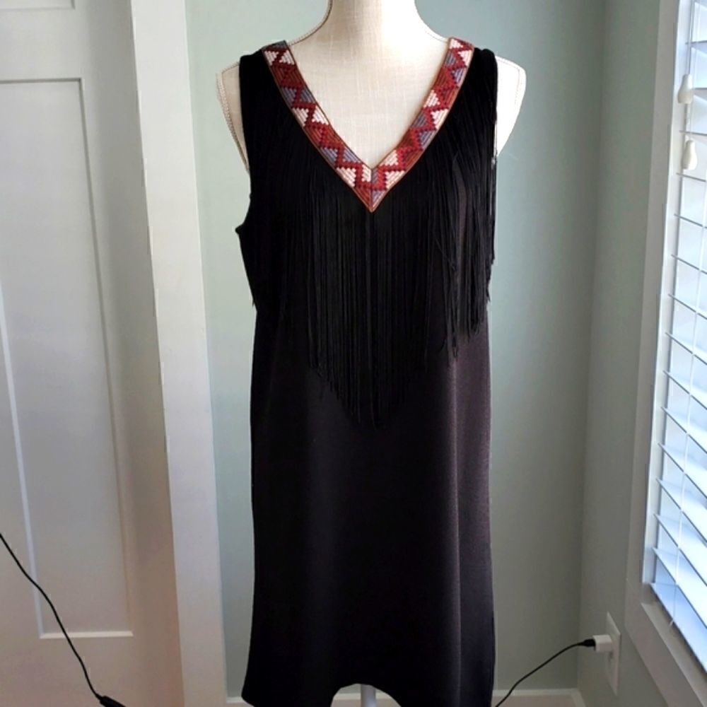 Jack Women’s Sleeveless Splice Neck Beaded Detail Midi Dress Size Small